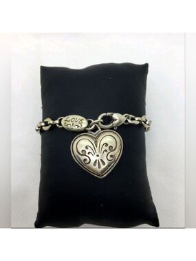 Brighton Engrave Heart Charm Bracelet 7"